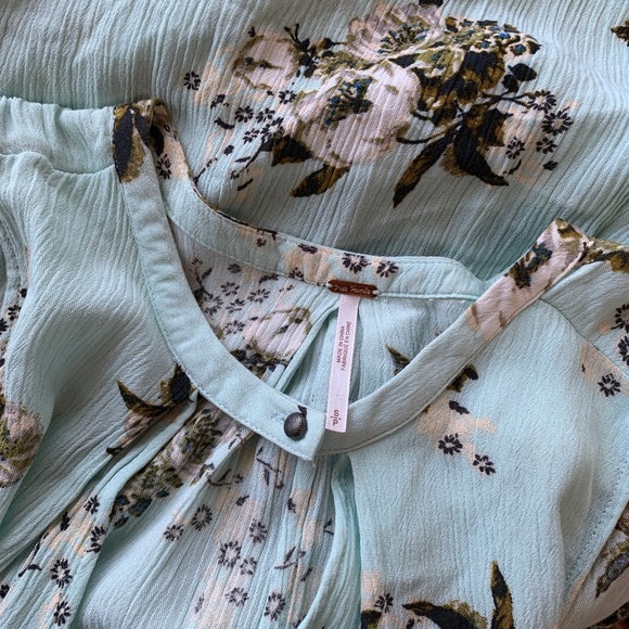 Free People None Tunic Mini Dress Floral Mint Blue - Picture 5 of 6